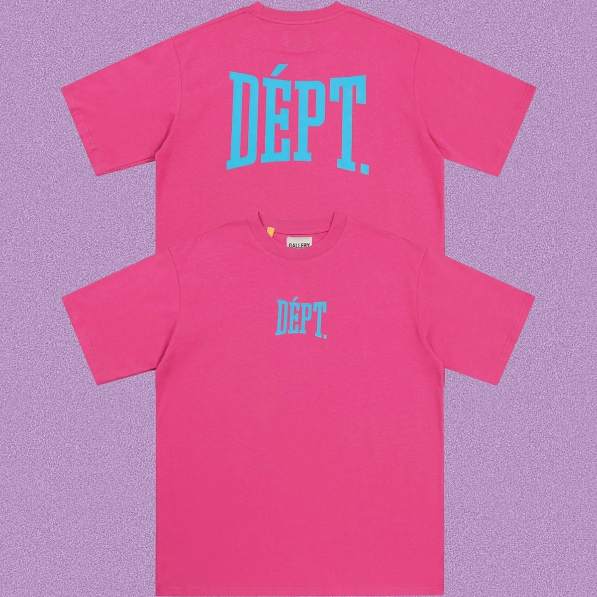 Gallery Dept. Arch Logo Short Sleeve T-Shirt - Pink/Cyan