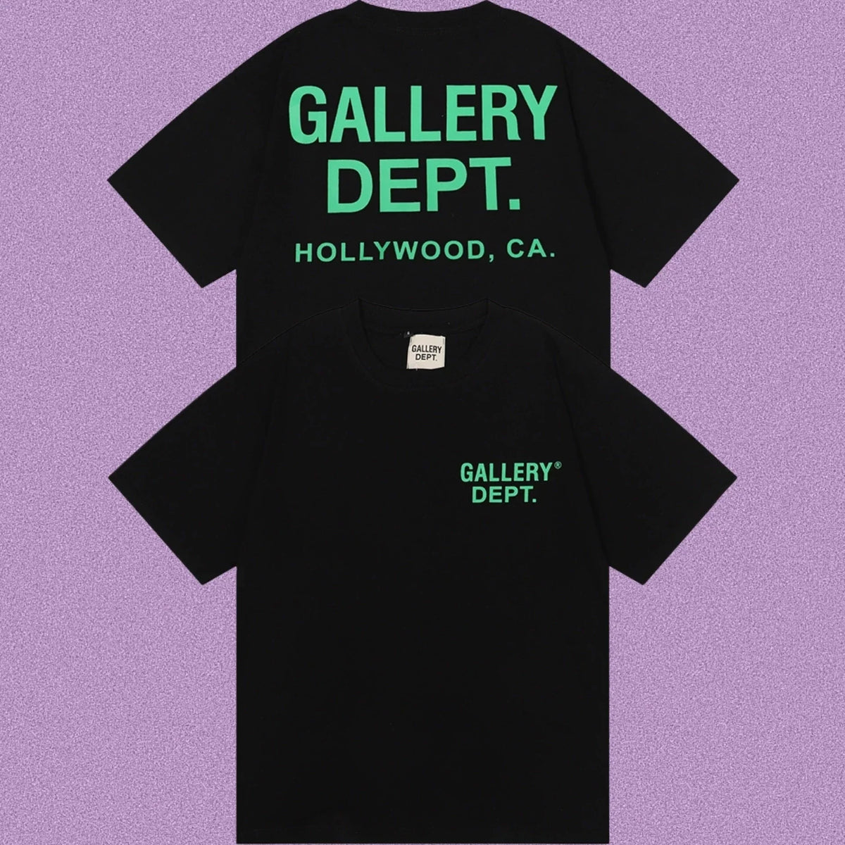 Gallery Dept. Hollywood Logo Short Sleeve T-Shirt - Black/Green