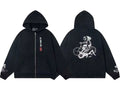 Enfants Riches Déprimés Vertical Japanese Text & Bicycle Art Zip-Up Hoodie - Black
