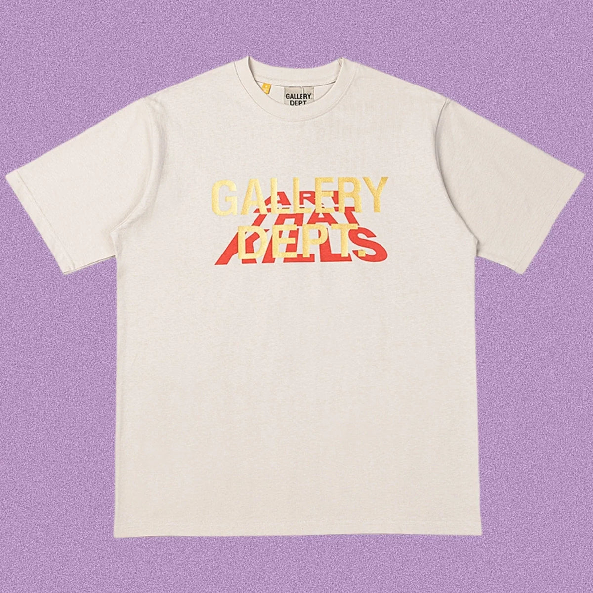 Gallery Dept. Layered Typography Short Sleeve T-Shirt - Cream/Red-Yellow