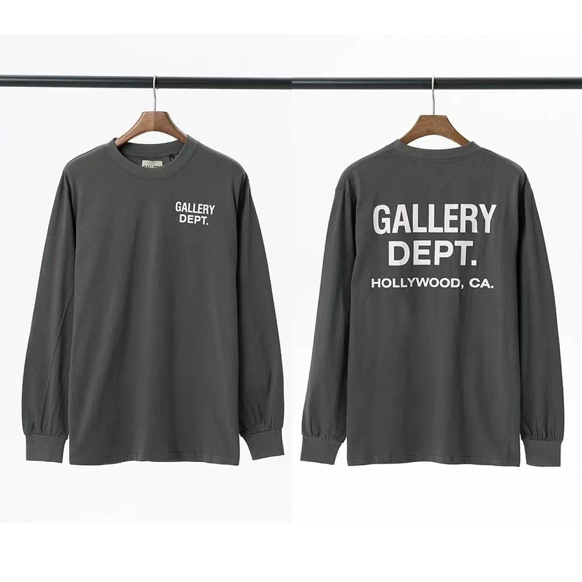 Gallery Dept. Hollywood Logo Long Sleeve T-Shirt - Charcoal Grey